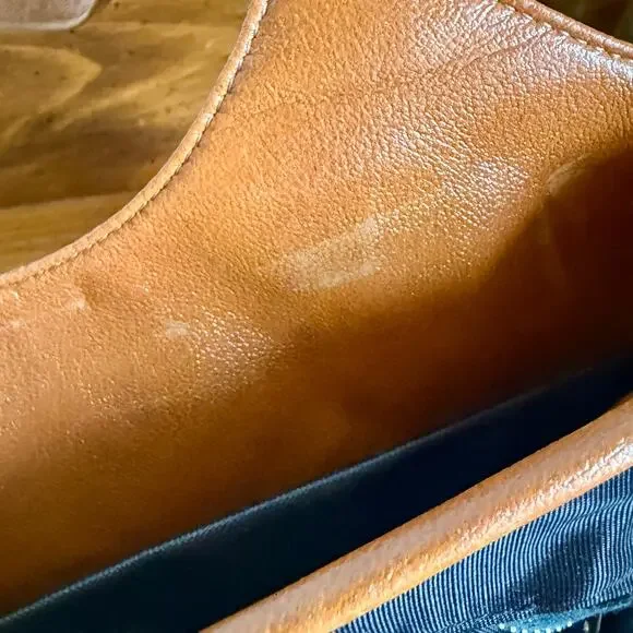 Vintage 60s 70s Tan Top Handle Handbag Structured Mod Purse Caramel Brown Frame - Picture 9 of 12